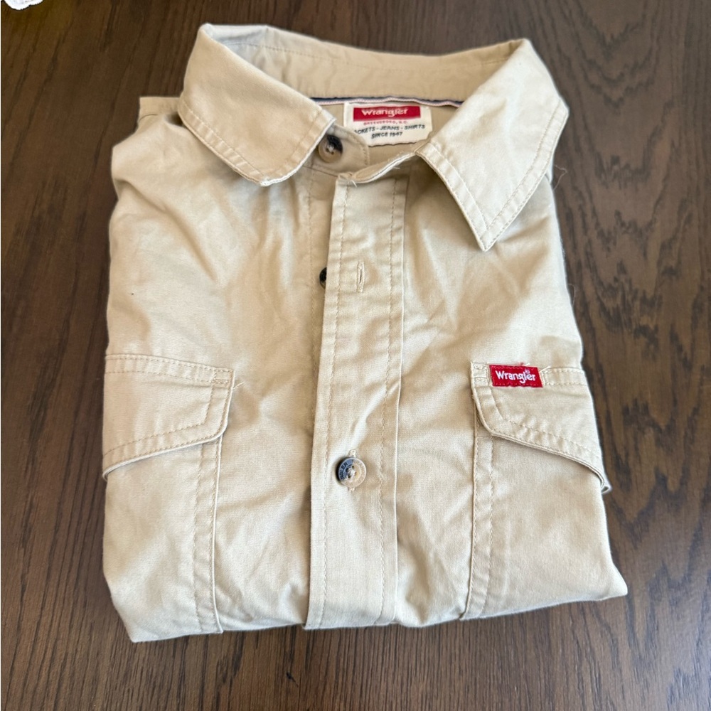 Wrangler Men's Tan Lightweight Button-Up Shirt Jacket